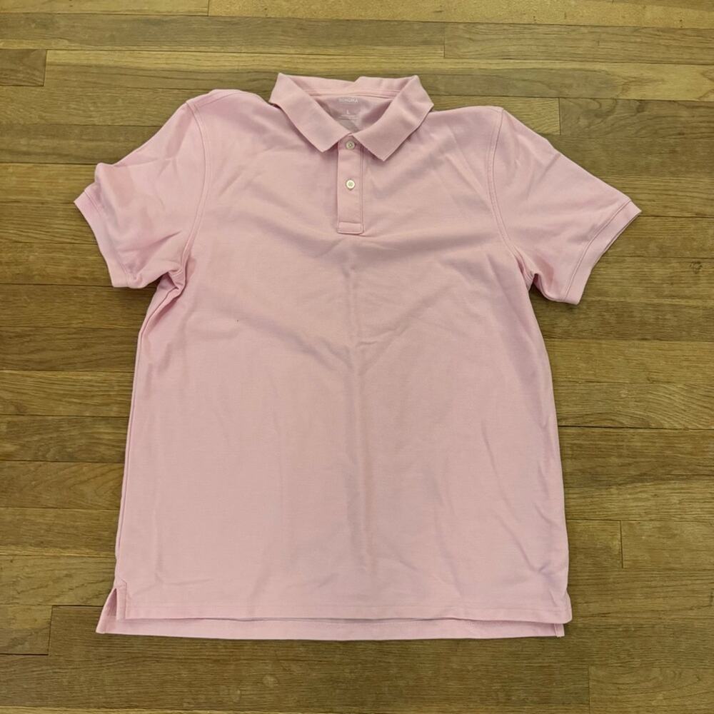 Sonoma pink two button polo shirt top size large L
b44